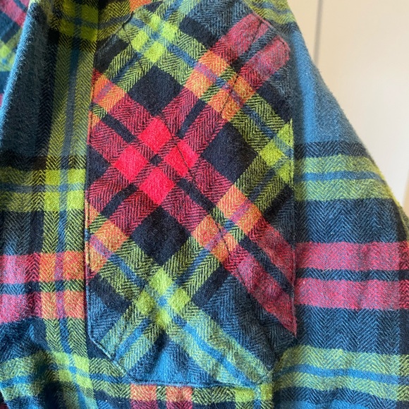 Billabong Men’s large Plaid colourful Casual Button Down Shirt w/ elbow patches - Picture 5 of 8